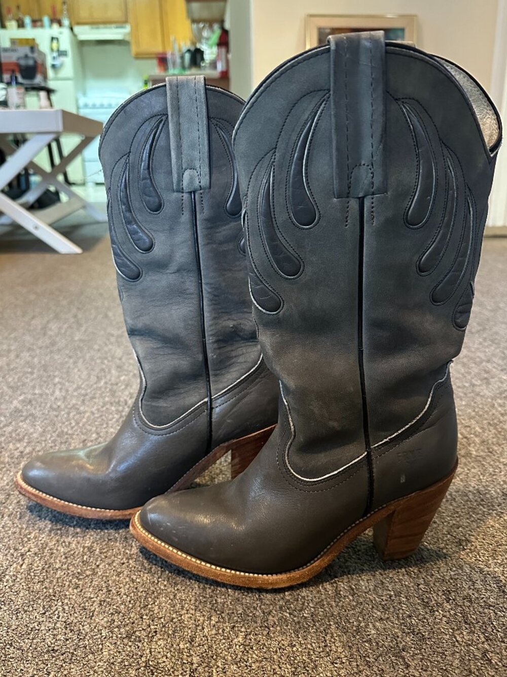 Gray leather Frye western boots - 6 1/2